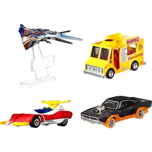 ホットウィール マテル ミニカー HFF51 Hot Wheels Marvel Premium 4-Pack of 4 Toy Cars, Trucks & Va｜maniacs-shop