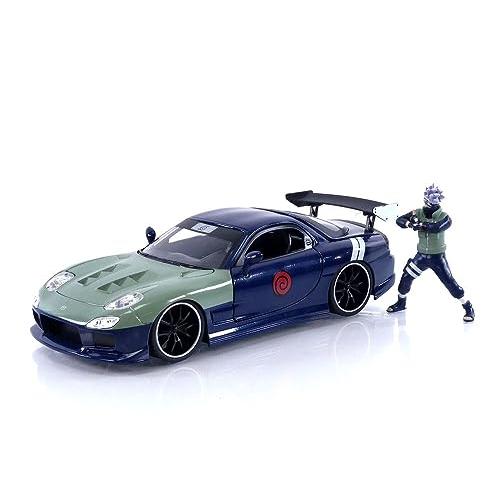 ジャダトイズ ミニカー ダイキャスト 34370BL Jada Naruto 1:24 1995 Mazda RX-7 Die-Cast Car \u0026 2.7