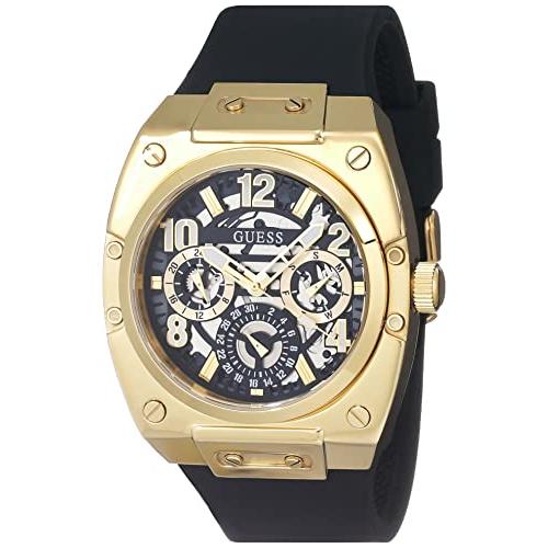 腕時計 ゲス GUESS GW0569G2 GUESS Men's 43mm Watch - Black Strap Black Dial Gold Tone Case｜maniacs-shop