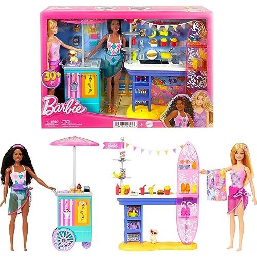 バービー バービー人形 HNK99 Barbie Playset & 2 Dolls with 20+ Accessories， Beach Boardwalk Set Inclu