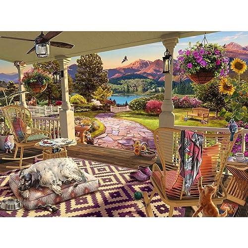 ジグソーパズル 海外製 アメリカ 17457 Ravensburger Cozy Front Porch 750 Piece Large Format Jigsaw