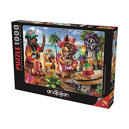 当てもの 外国で製 亜米利加 1102 Anatolian Puzzle -Dogs Drinking Smoothies on a Tropical Beac ゲーム、おもちゃ-ジグソーパズル