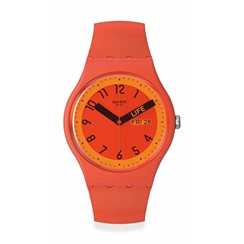 腕時計 スウォッチ メンズ SO29R705 Swatch SO29R705 Unisex Pride Proudly Red Silicone Strap Watch