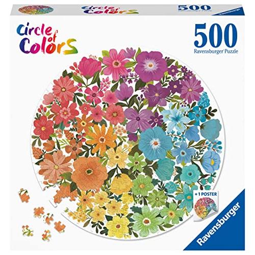 当てもの 外国で製 亜米利加 17167 Ravensburger Circle of Colors: Flowers 500 Piece Round Jigs ジグソーパズル-パズル