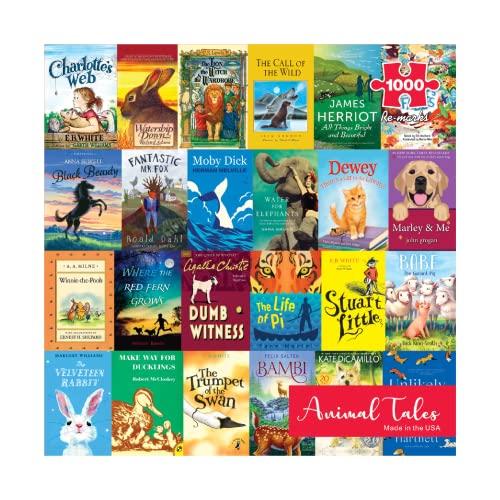 ジグソーパズル 海外製 アメリカ Animal_001 Re-marks Animal Tales Book-Cover Puzzle, 1,000-Piece J