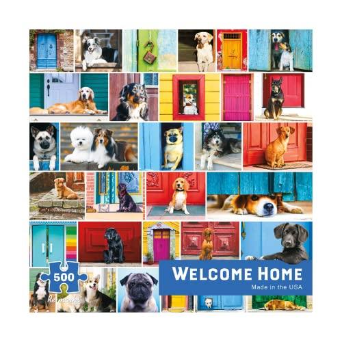 ジグソーパズル 海外製 アメリカ Re-marks Welcome Home Dog-Themed 500-Piece Jigsaw Puzzle for All