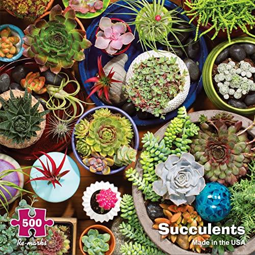 ジグソーパズル 海外製 アメリカ Re-marks Succulents 500-Piece Puzzle with Large Puzzle Pieces for