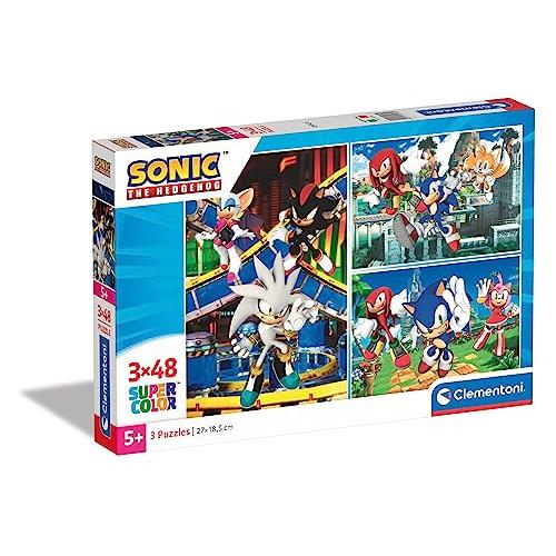 ジグソーパズル 海外製 アメリカ 25280 Clementoni 25280 Sonic Supercolor Sonic-3x48-Piece Jigsaw P｜maniacs-shop