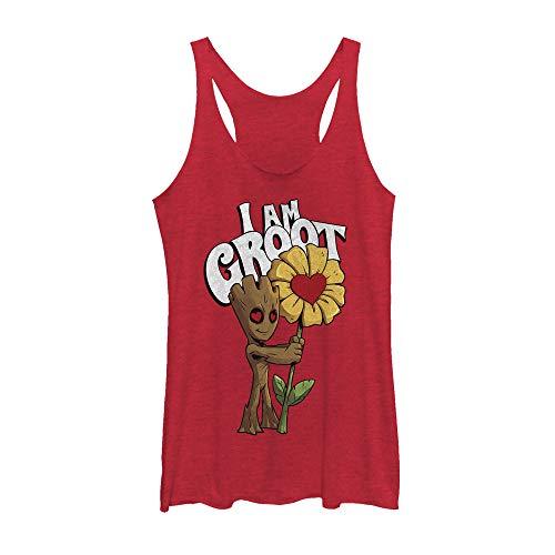 Tシャツ キャラクター ファッション MARV1606-60077010-RED HTR-L Marvel Classic Mine Groot Women's