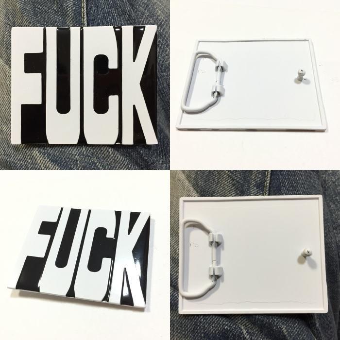 直輸入 ベルト用バックル バックルのみFUCK 白黒 四角 文字 デザイン