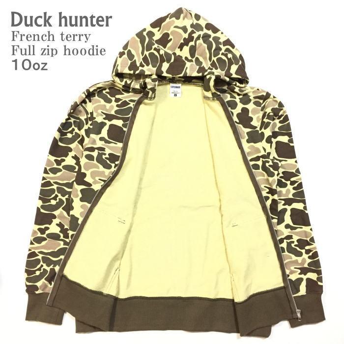 ダックハンター カモ カモフラ 裏パイル生地 裏毛パーカー ジップ