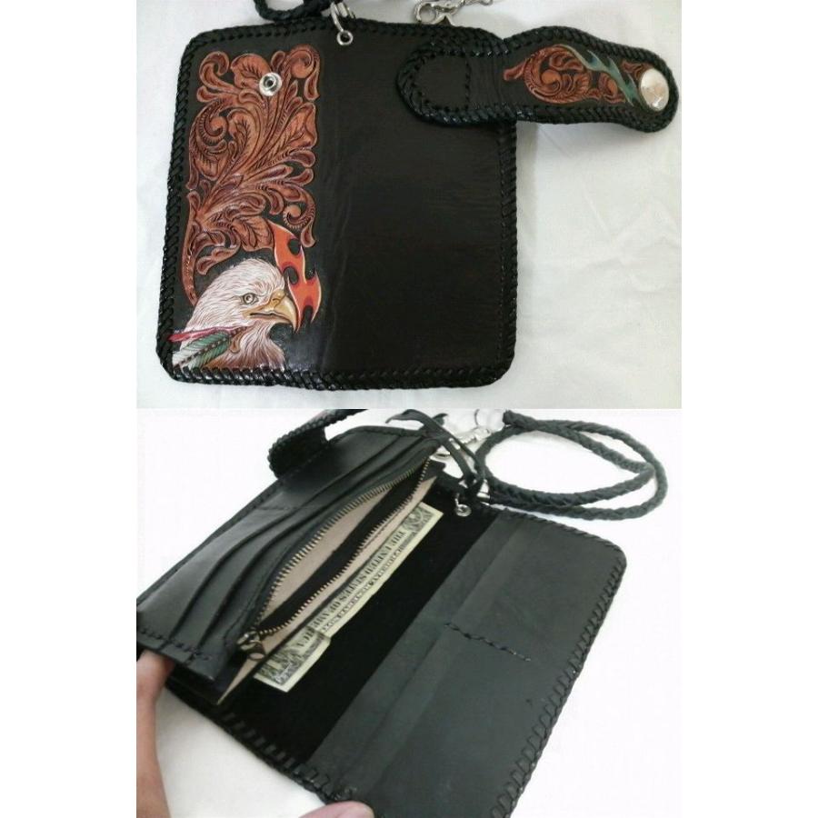 INDIAN レザーカービング長財布 イーグル 鷲 レザーウォレット