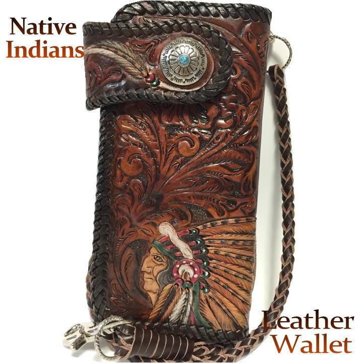 INDIAN（インディアン） ゆうパック レザーカービング長財布