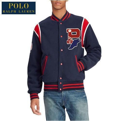 POLO RALPH LAUREN ポロ ラルフローレン USモデル フリース レターマン ジャケット スタジャン フリースジャケット アメリカ  USA :PRL-P-WING-FLEECE-ST-JACKET:Vespucci - 通販 - Yahoo!ショッピング