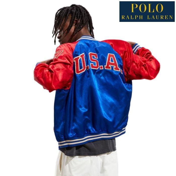 POLO RALPH LAUREN ポロ ラルフローレン サテン バーシティ インスパイアード ジャケット スカジャン USAモデル スタジャン