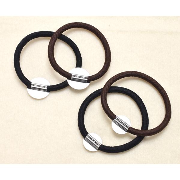 ヘアゴム シルバー 金具付き リングゴム 平タイプ（台・14mm / 18mm