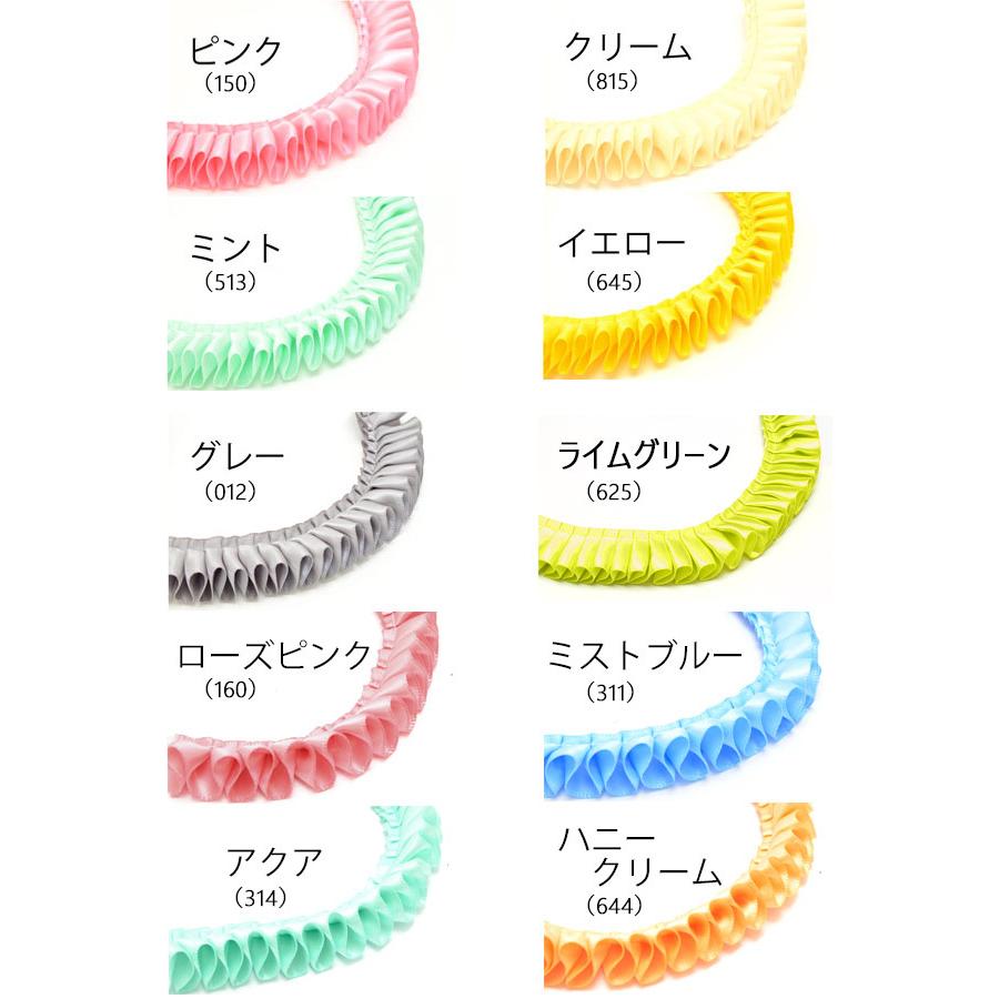 25mm ロゼット用プリーツリボン 片面サテンリボン 約90cm : まんま