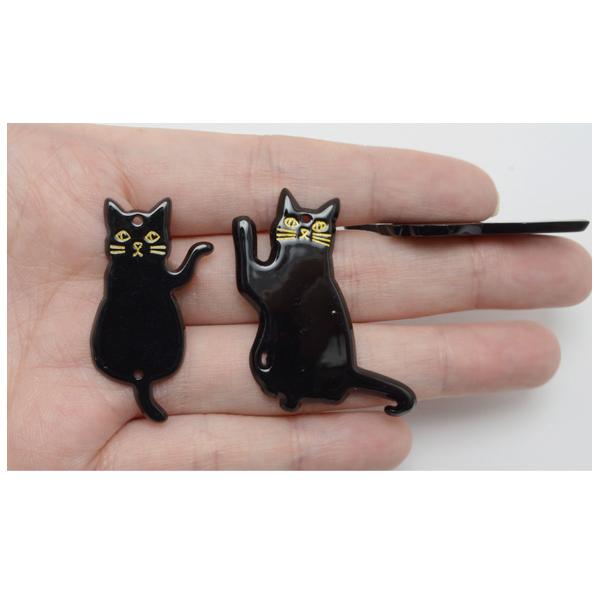 アクセサリーパーツ 黒猫のフラットチャーム 2個 「在庫限り