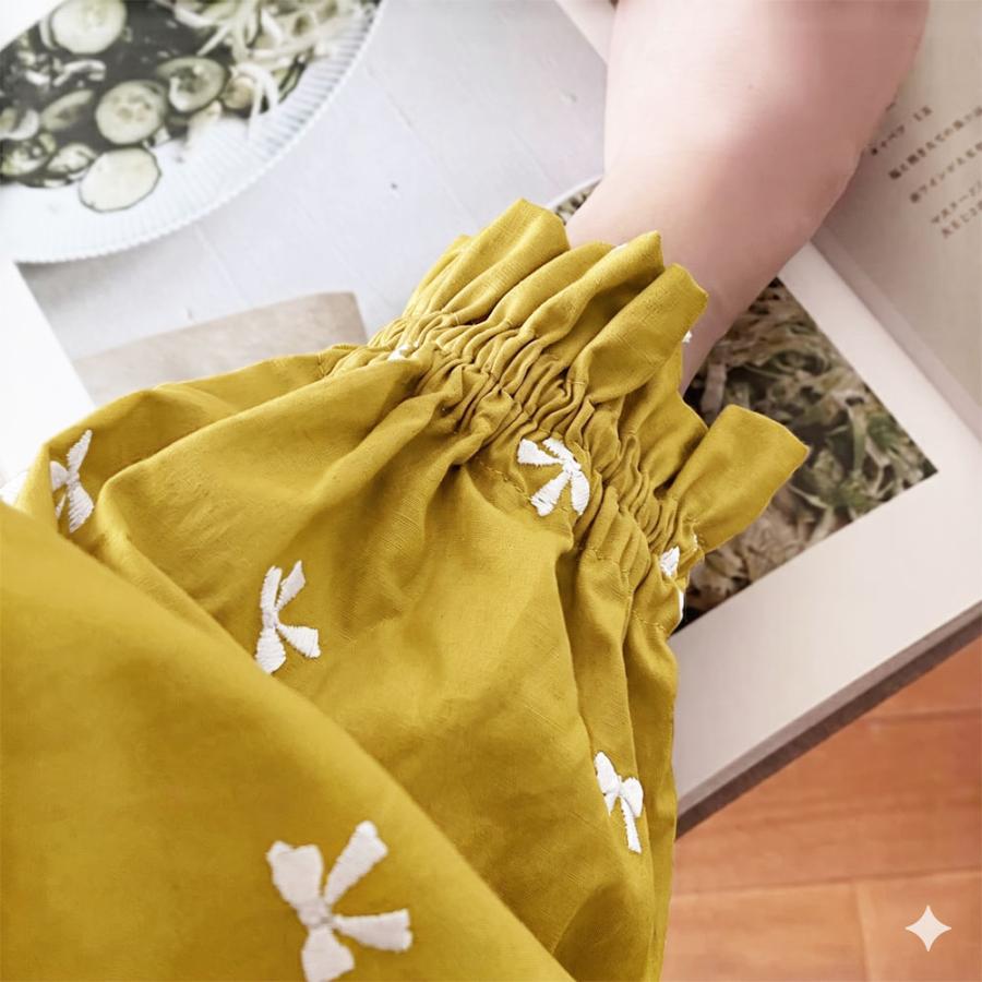 リボン柄刺繍 10cm単位 切り売り KOF-43 ソフトブロード刺繍生地