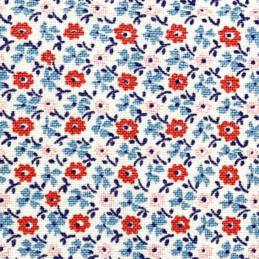 ケイファブリック 1930sミニミニフラワータイル BLUE FL.PATCH-1930V
