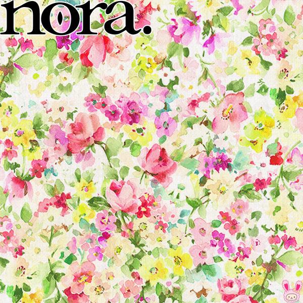 花柄の水彩ボタニカル Bピンク×ブルー×パープル系 シーチング生地 10cm