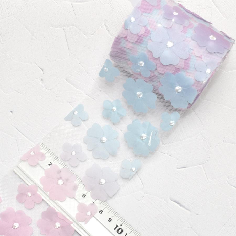 立体大きなお花のチュールリボン 幅80mm 1m単位 切り売り 立体大きなお花のチュールリボン 幅80mm 1m単位 切り売り