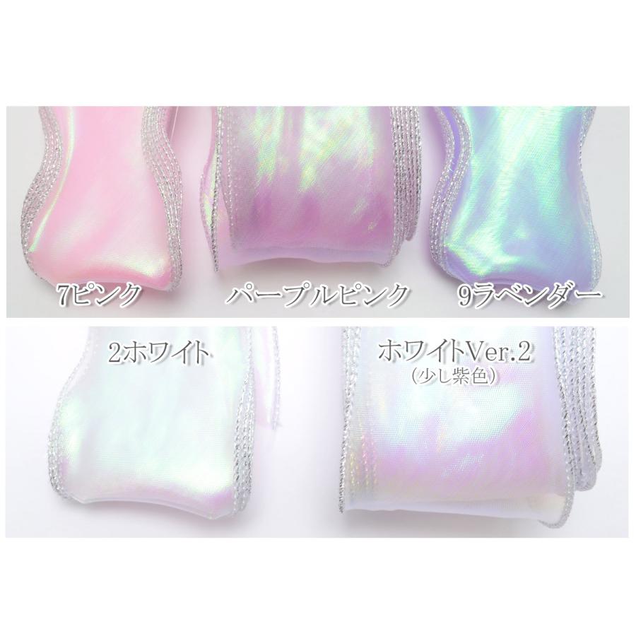 ナイロン糸入りオーロラオーガンジーリボン 幅60mm 2m : まんま母さん