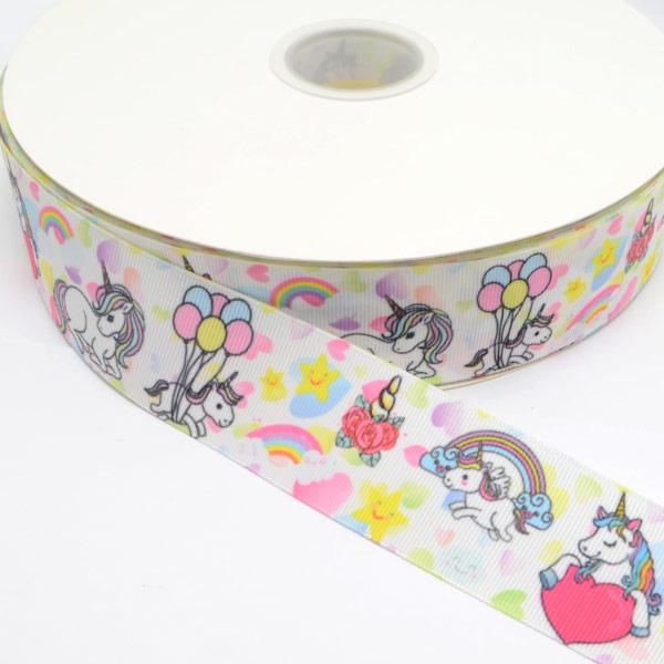 38mm プリントリボン ラブリーワールドのユニコーンリボン 2m ［在庫