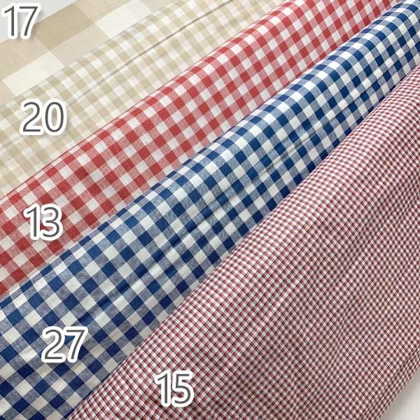 チェック柄インド綿 15ピンチェックレッド 10cm単位 切り売り