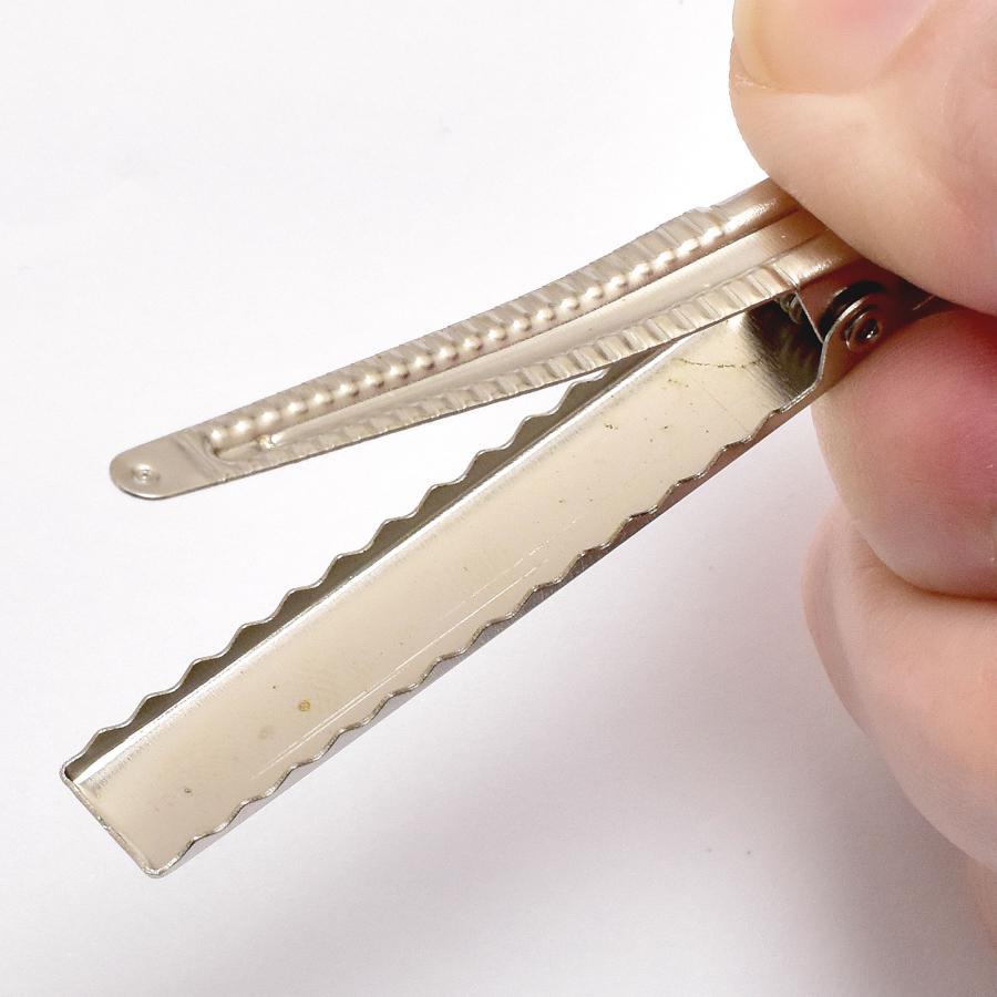 やっとこピン 四角フラット シルバー ヘアクリップ10個 「35mm／46mm