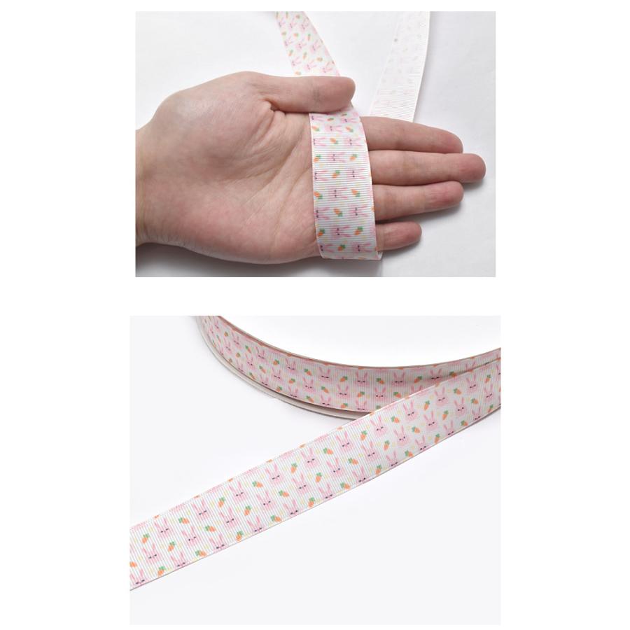 プリントリボン うさぎとにんじん柄リボン 幅25mm 2m ［在庫限り