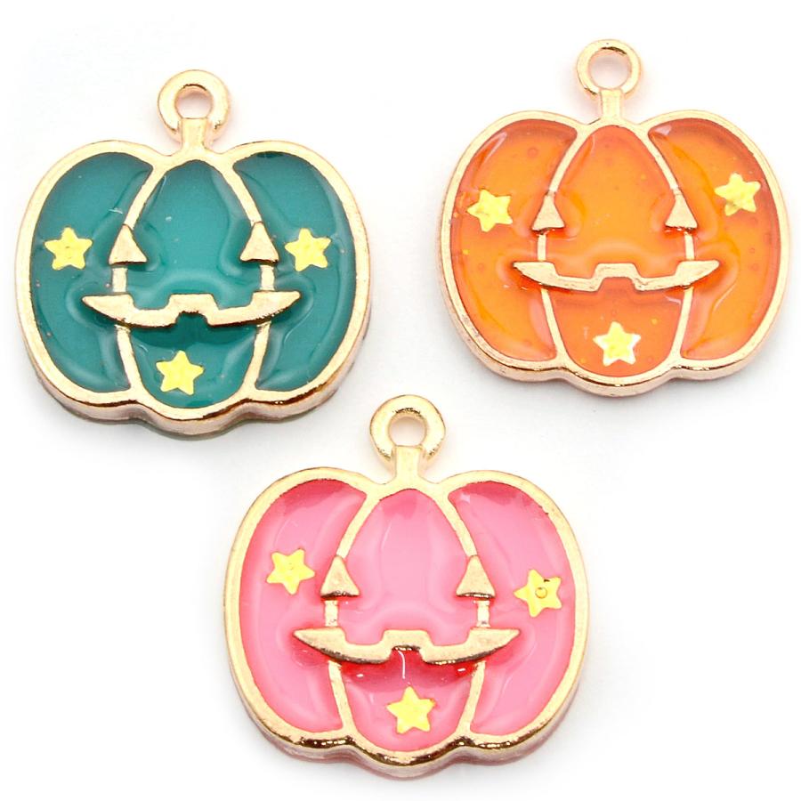 はなさま専用ページ♪ハロウィンチャーム♪ アクセサリーパーツ ハロウィン 星のスマイルカボチャチャーム 2個
