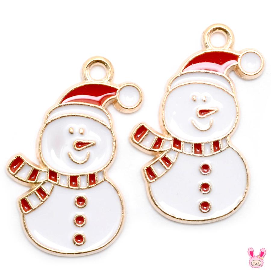 アクセサリーパーツ クリスマス 赤いお鼻の雪だるまチャーム 2個