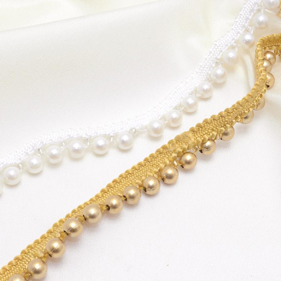 パールビーズ付きレースブレード 13mm巾 1m単位 切り売り : まんま