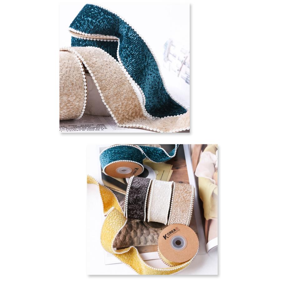 ふわふわパール付き起毛リボン ベロア ジャガード 幅28mm 1m単位