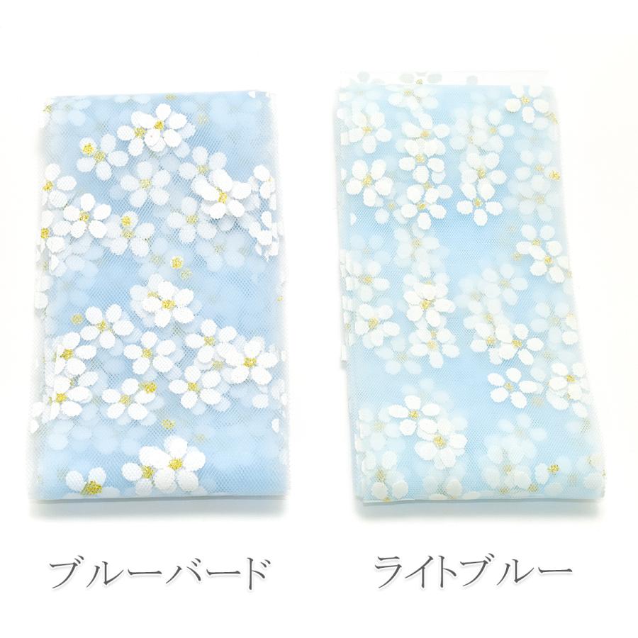 白いお花のチュールリボン 幅60mm 3m : まんま母さんのりぼん - 通販