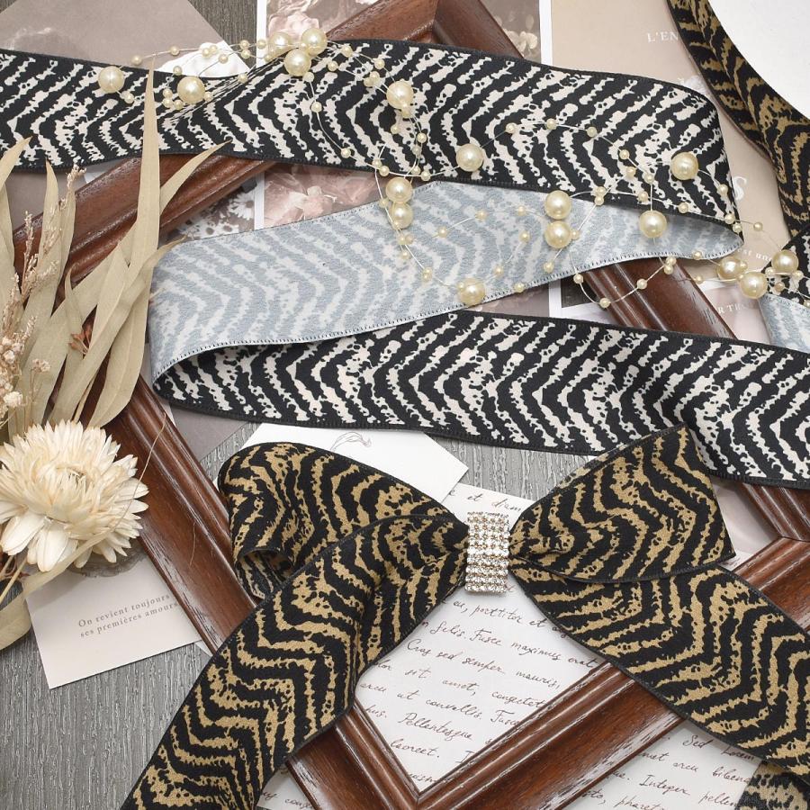 トラ柄シフォンリボン 幅38mm 1m単位 切り売り (2m以上) : まんま