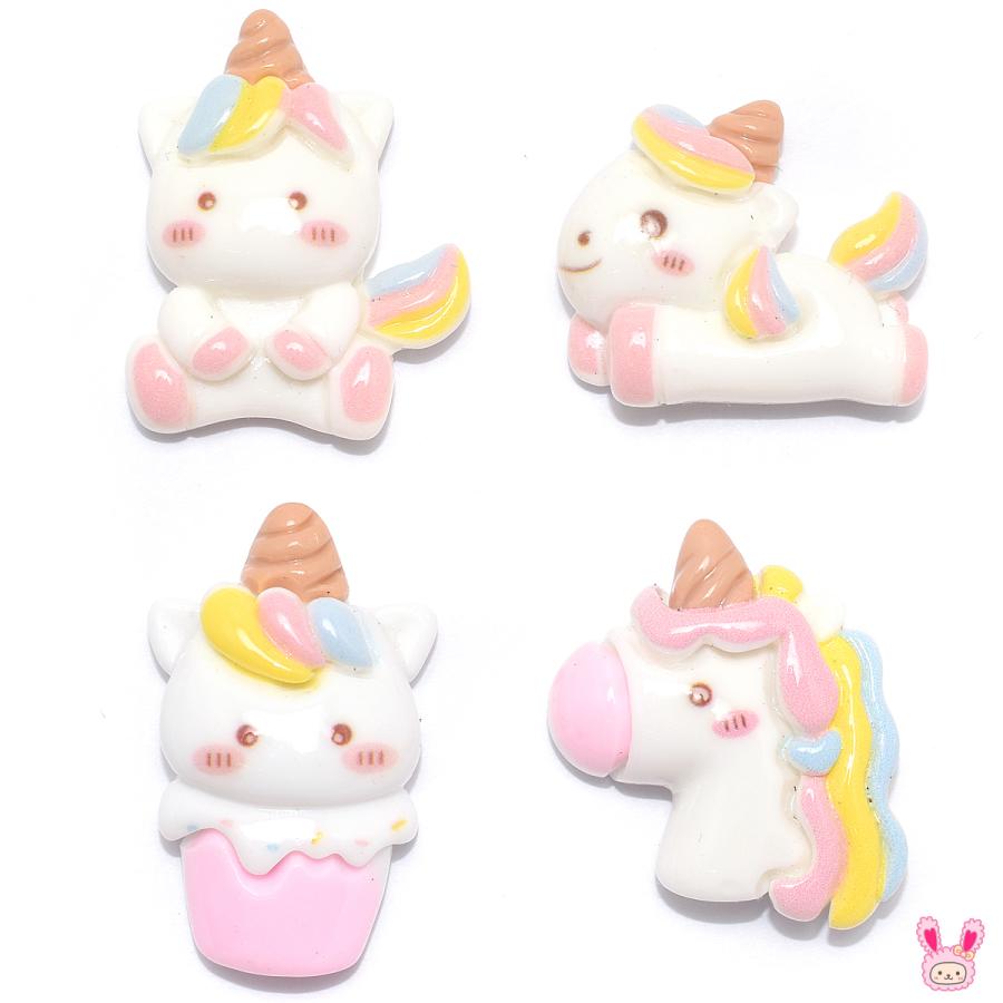 ゆるかわパステルユニコーンのデコパーツ　4個 | 