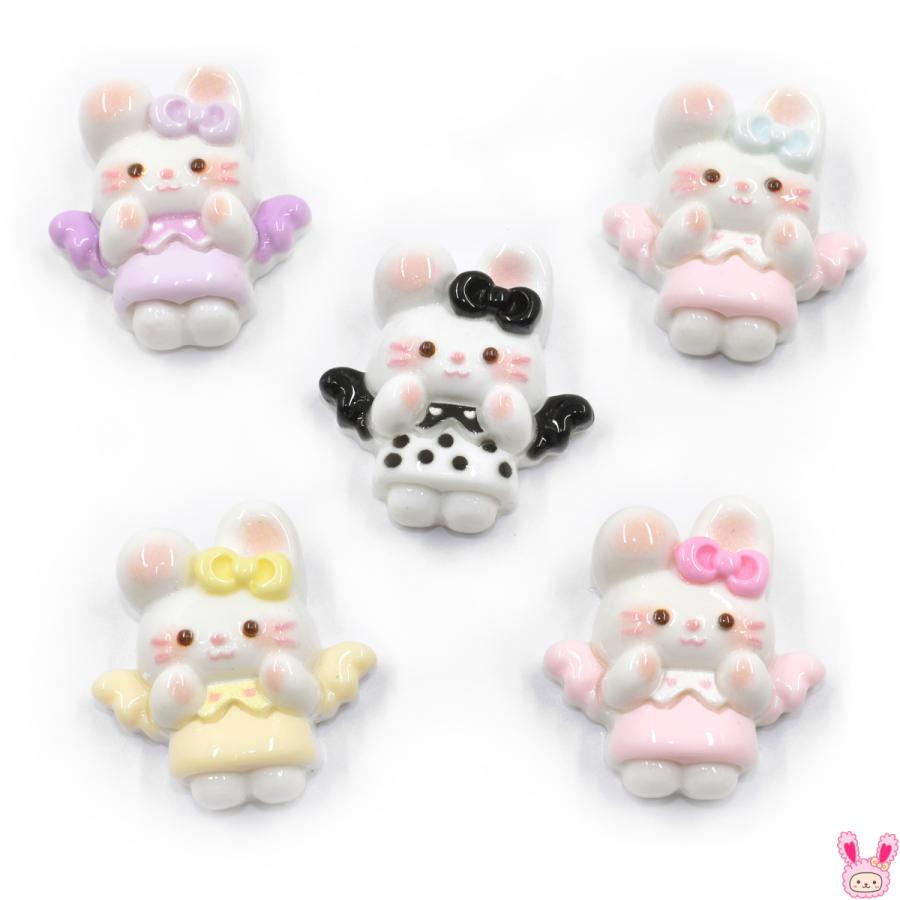 デコパーツ 白いうさぎの天使パーツ 4個 : まんま母さんのりぼん