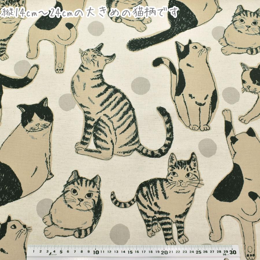 ビッグ猫 綿麻キャンバス生地 KTS7110 コットンこばやし (50cm以上10cm