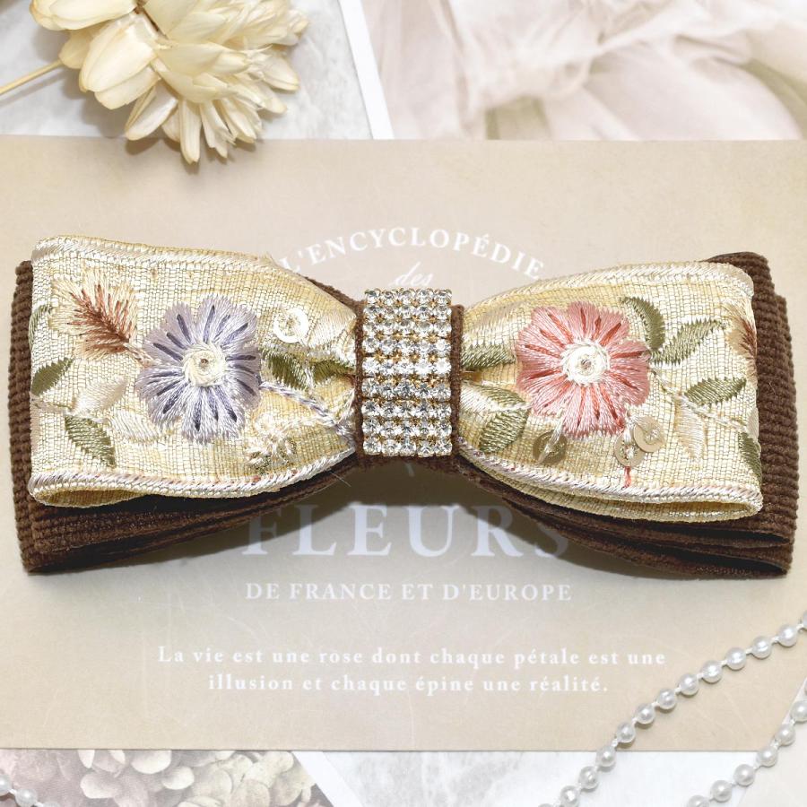 インド刺繍リボン ゴールドスパンコール付き優雅な花柄刺繍リボン 幅