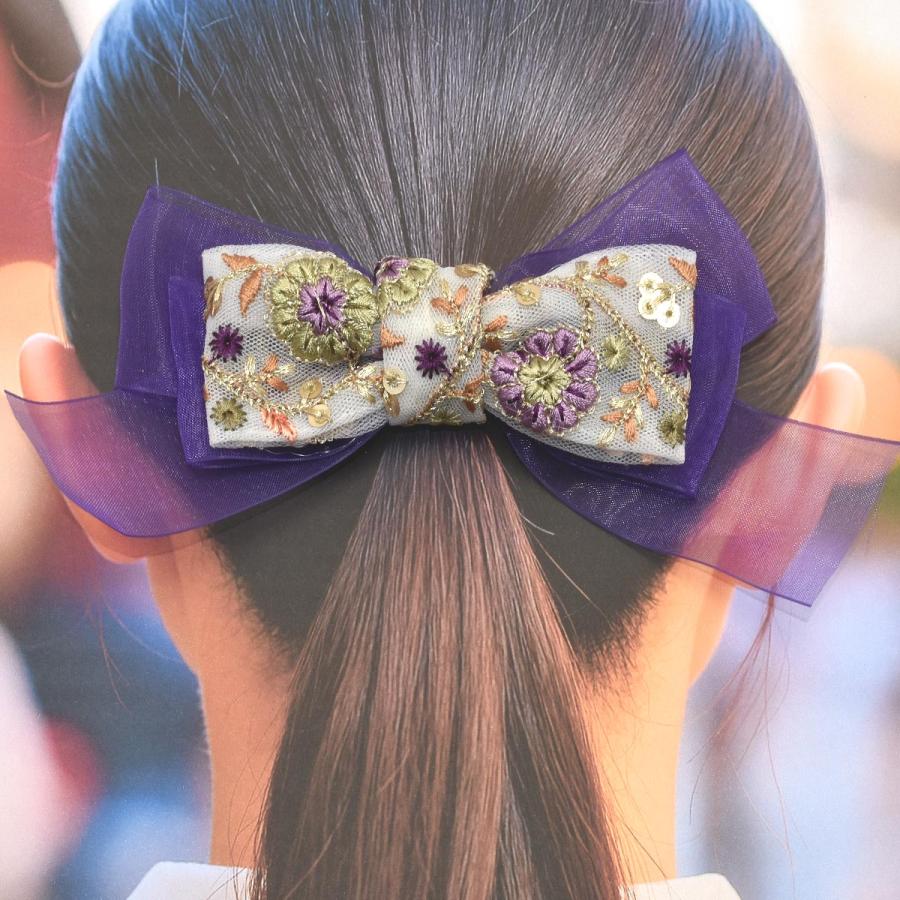 インド刺繍リボン ラメ糸バイカラーのお花とミニリーフ刺繍リボン 幅