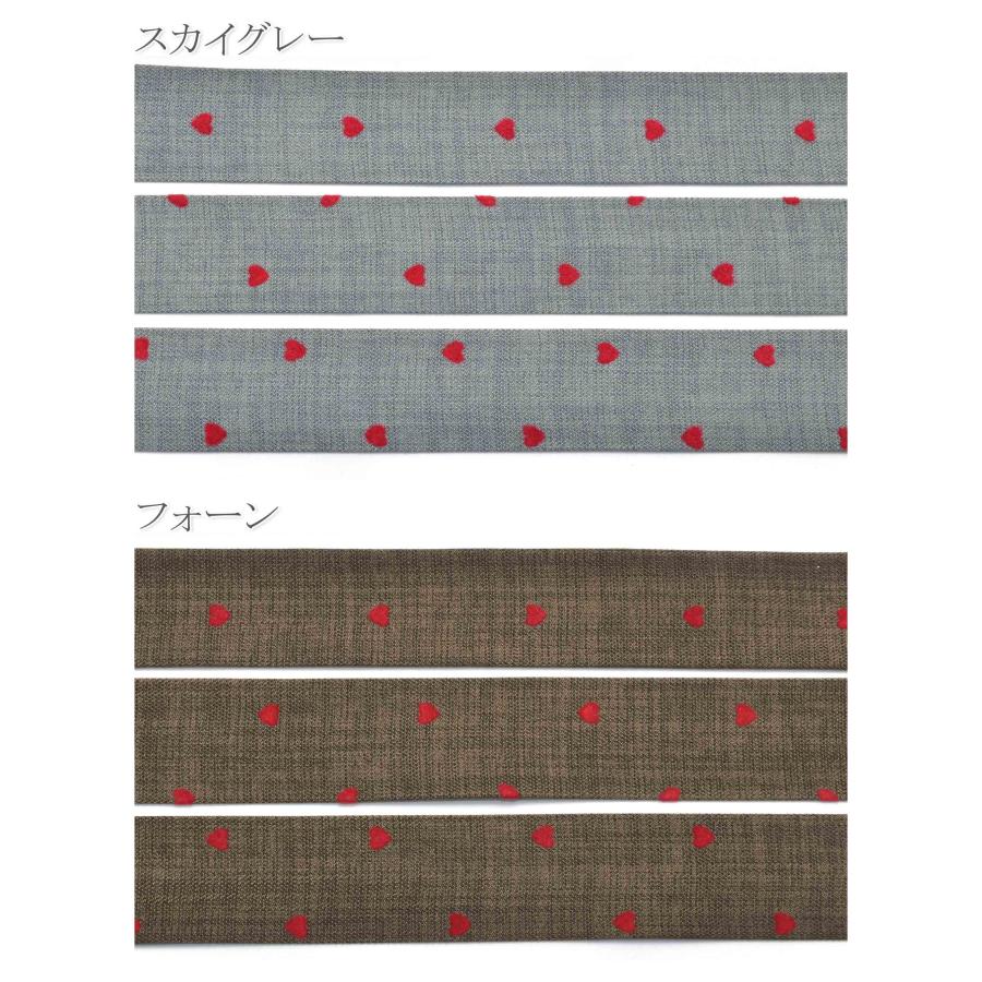 リバーシブルレッドフロッキーハート柄リボン 幅25mm 1m単位 切り売り 
