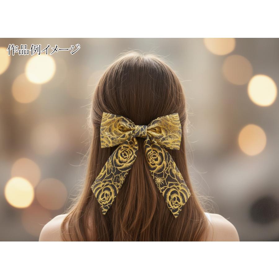 箔押しゴールド薔薇のチュールリボン 幅60mm 2m : まんま母さんの