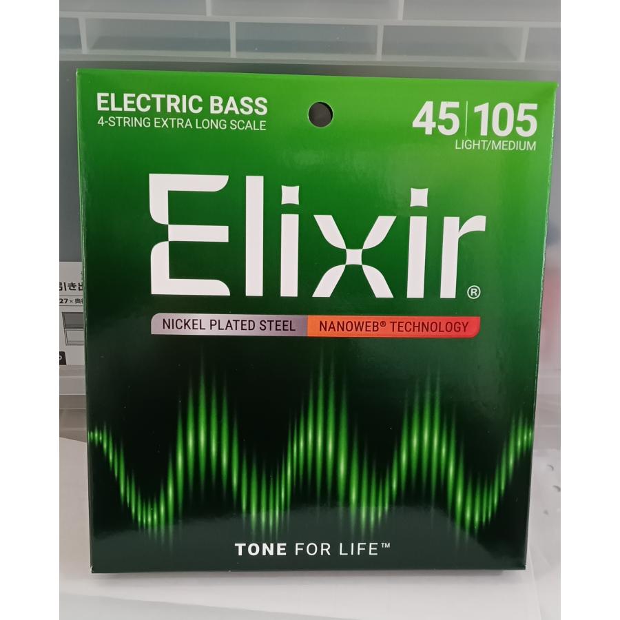 Elixir エリクサー ベース弦 ナノウェブ EX-Long Scale Light/Medium〔.045-.105〕#14087〔NANOWEB ニッケル〕〔国内正規品〕〔ゆうパケット対応〕