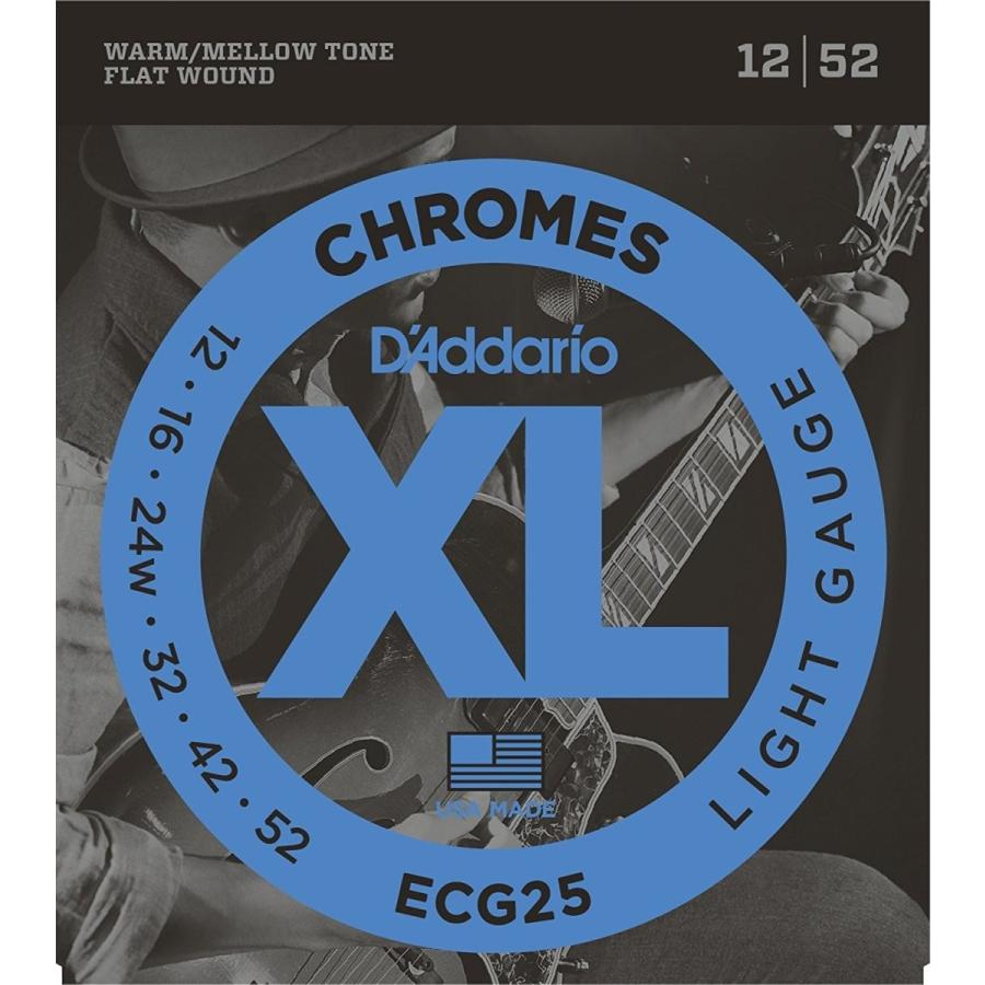 D’Addario ダダリオ エレキギター弦 フラットワウンド Light .012-.052 ECG25 【国内正規品】