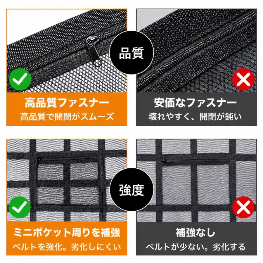 車用 天井 収納 ネット ルーフ キャンプ アウトドア 車内 車中泊 ミニバン SUV 荷物 メッシュ |  | 05