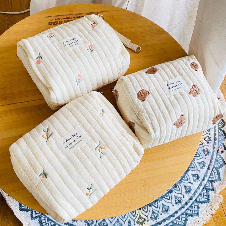 おむつポーチ　お着替えポーチ　バッグ　韓国　可愛い　イブル　大容量　オリーブ　チューリップ　くま |  | 06