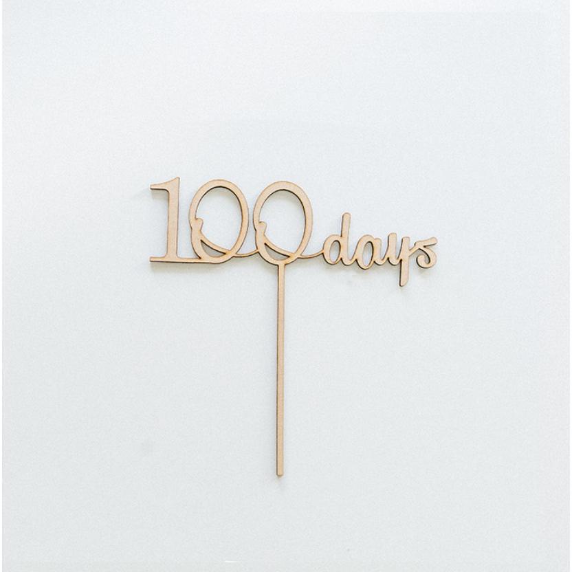 100days　木製　ケーキトッパー　100日祝い　祝百日　お食い初め　飾り　装飾　パーティ　グッズ |  | 03