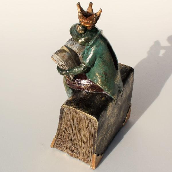 王様カエル 貯金箱 コインバンク おしゃれ 置物 クラウン オブジェ